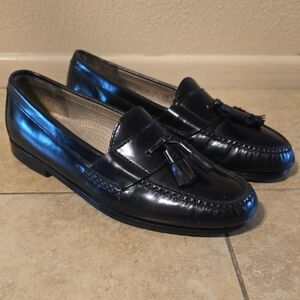 Cole Haan Black Leather Tassel Loafers 8 D